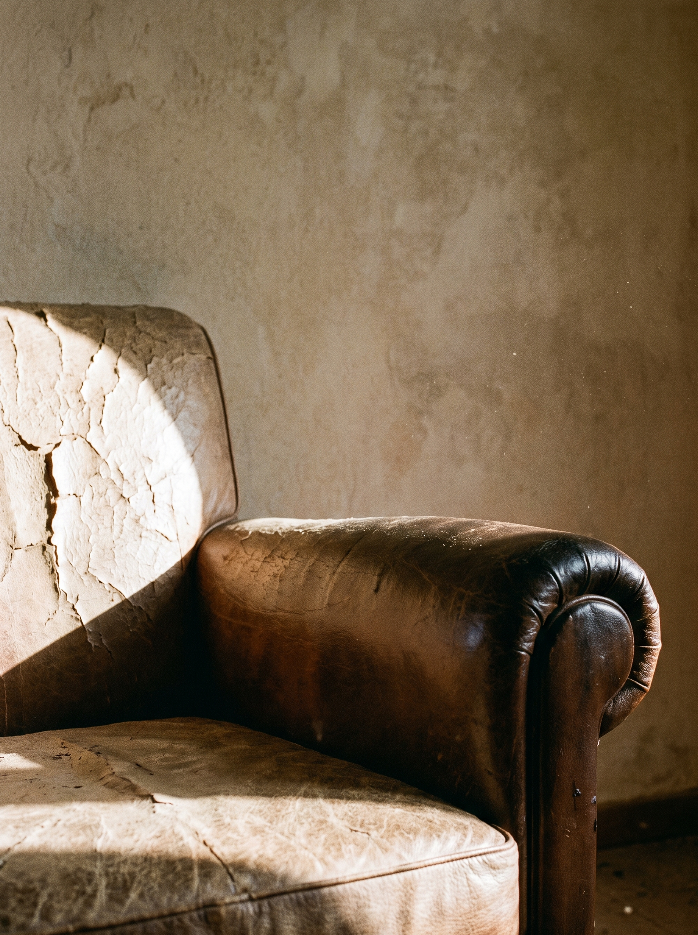 Same chair. Same years. One arm was fed, one was coated. Leather workers have known the difference for centuries.