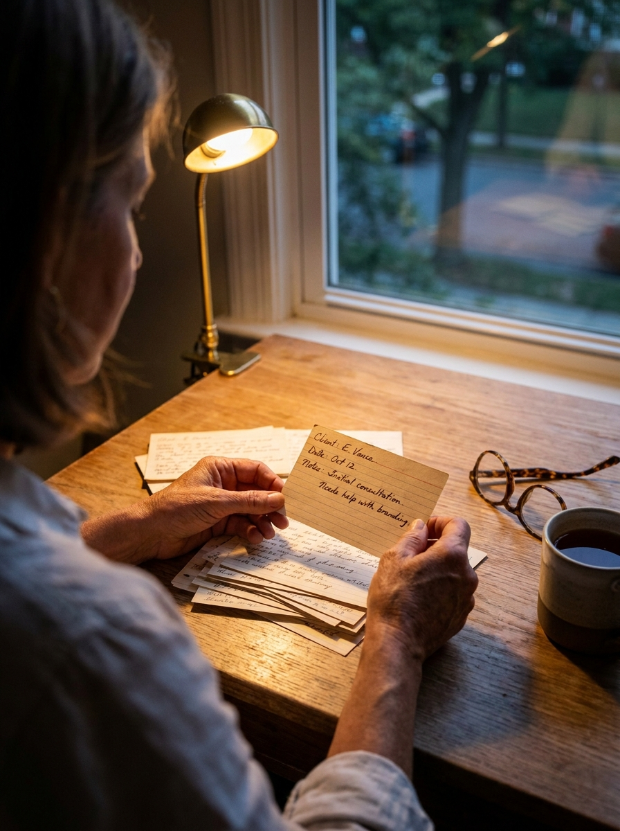 Nineteen years of intake cards. When Anne pulled every file that used the word 'suddenly,' a pattern she'd been trained to ignore was sitting in her own handwriting.