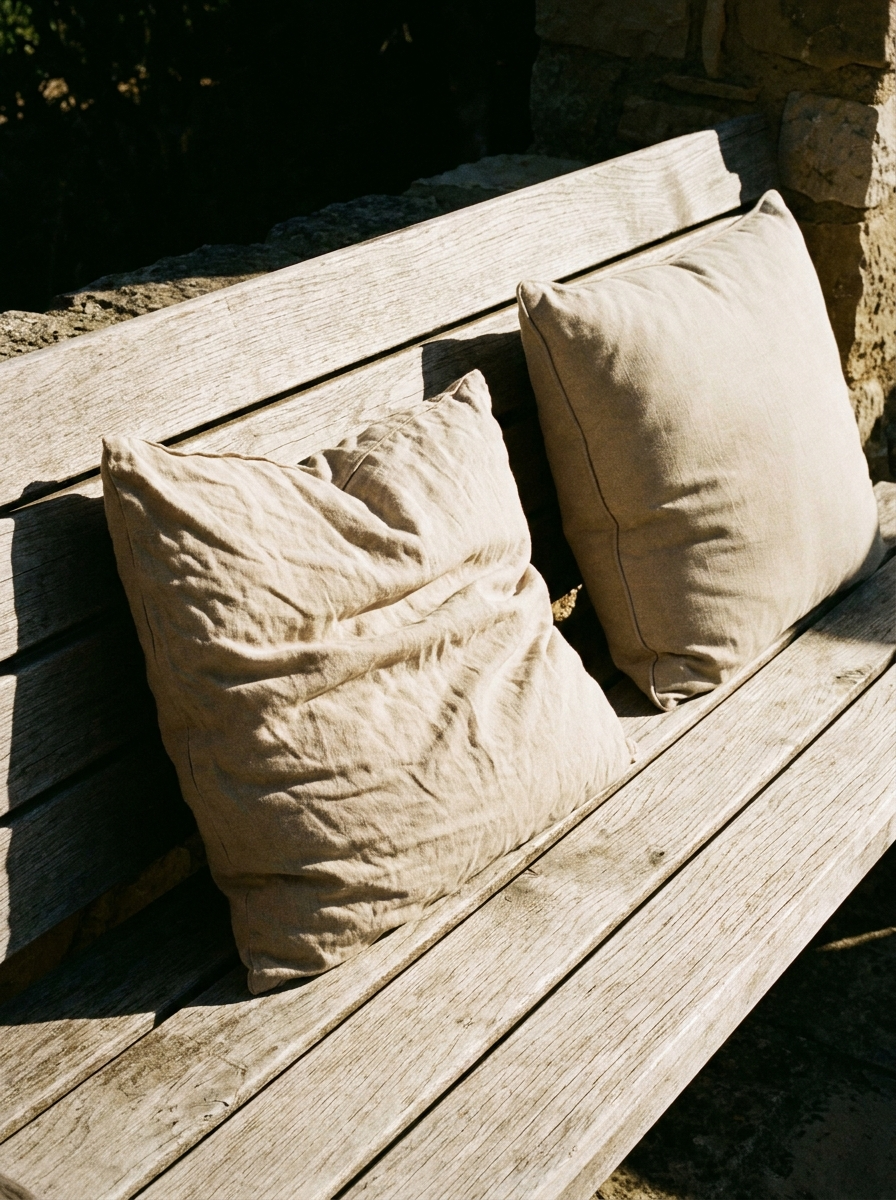 Same fabric, different filling. The surface only crinkles when the cushion beneath it thins — which is why treating the surface never worked.