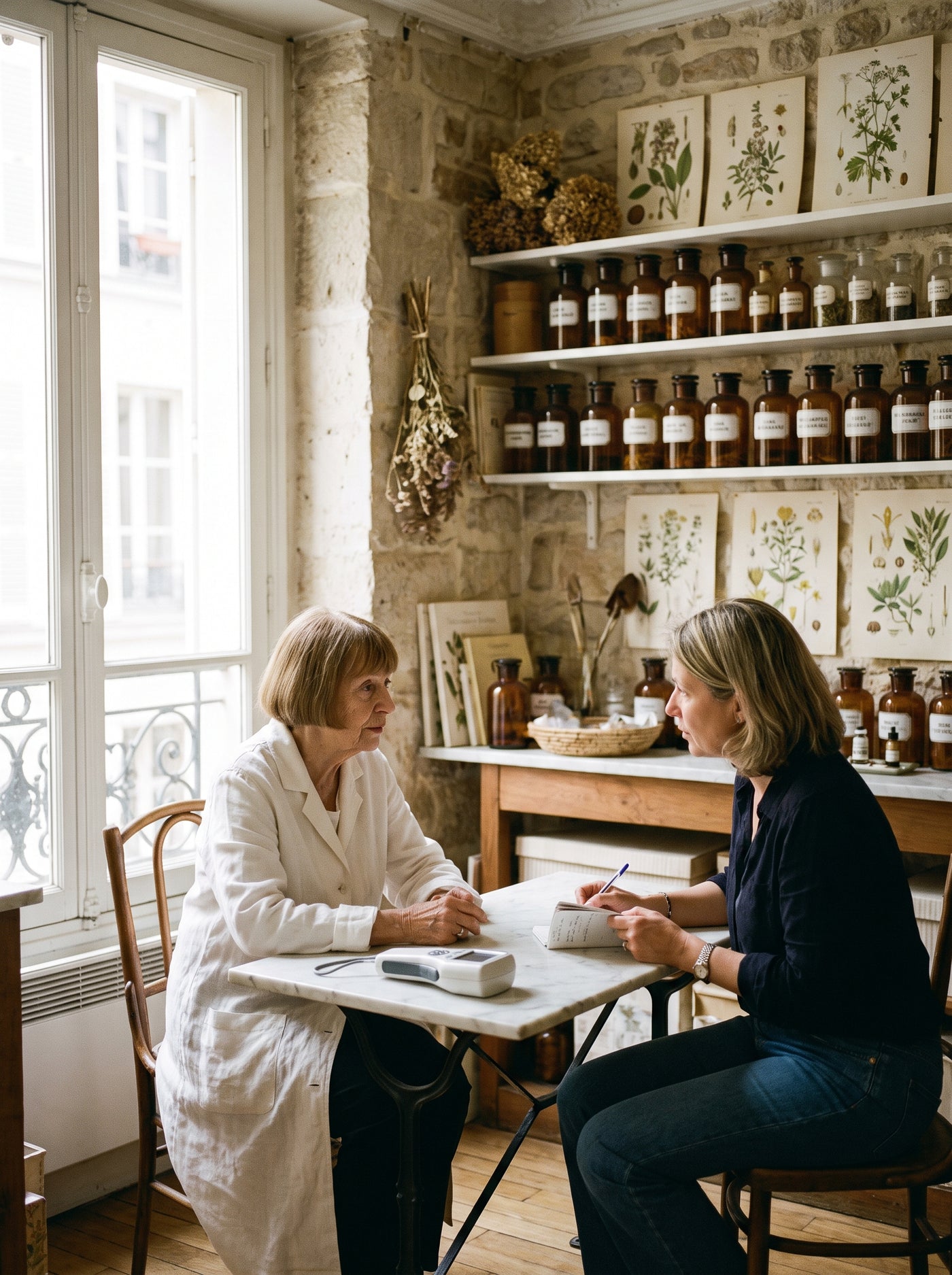 The atelier off the Rue de Seine. Anne Beaumont has spent 40 years consulting with women on visible skin changes after menopause. She agreed to let me examine her records on the condition I report the failures alongside the successes.